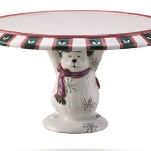 Pfaltzgraff Snow Bear Pedestal Cake Plate